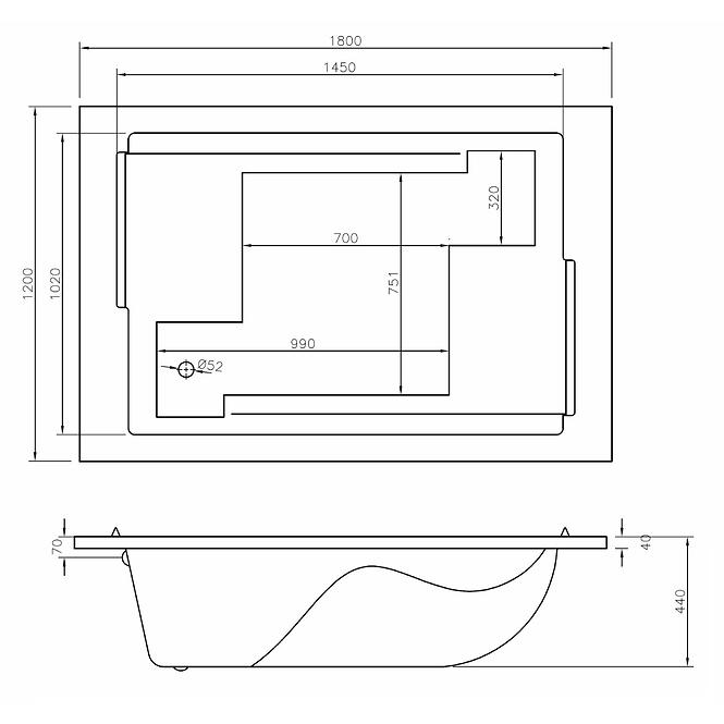 Badewanne Nela 180x120