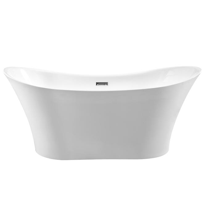 Frei stehende Badewanne Amber 170/80 Überlaufgarnitur Click-Clack mit rechteckigem Überlauf Slim Chrom