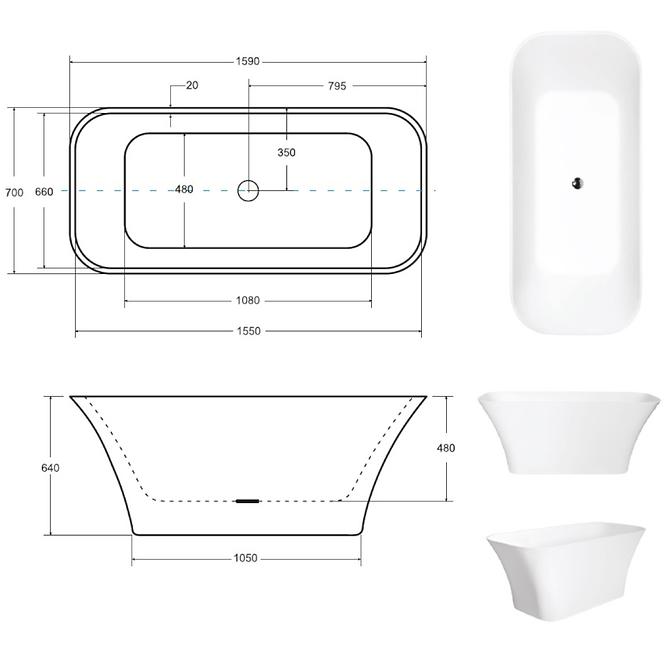 Frei stehende Badewanne Assos 160/70