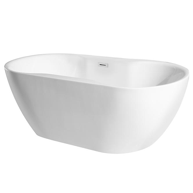 Frei stehende Badewanne Navia 140/75 Überlaufgarnitur Click-Clack mit rechteckigem Überlauf Slim Chrom