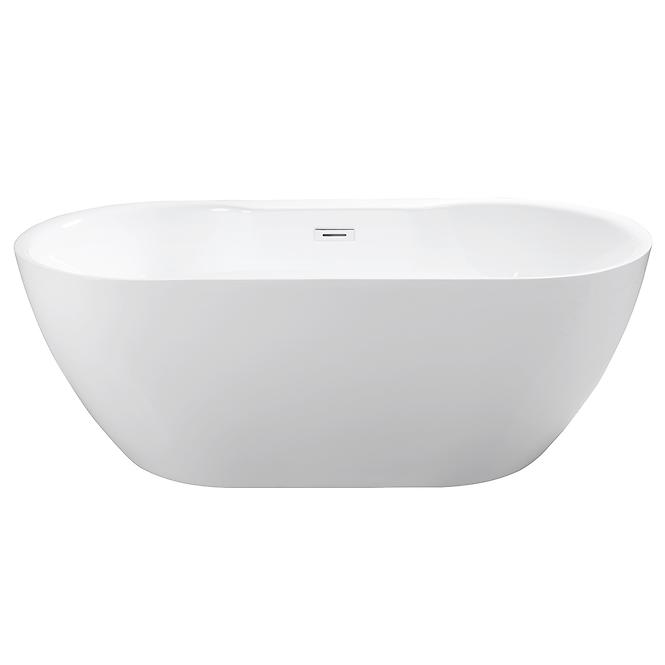 Frei stehende Badewanne Navia 140/75 Überlaufgarnitur Click-Clack mit rechteckigem Überlauf Slim Chrom