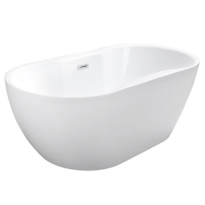 Frei stehende Badewanne Navia 140/75 Überlaufgarnitur Click-Clack mit rechteckigem Überlauf Slim Chrom