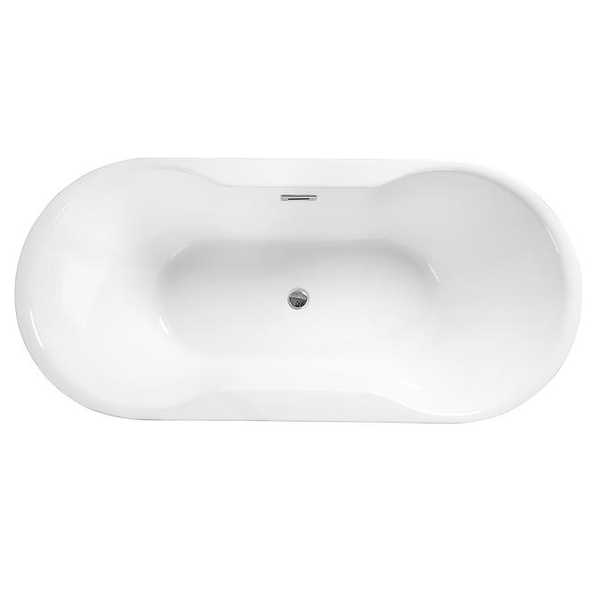 Frei stehende Badewanne Navia 140/75 Überlaufgarnitur Click-Clack mit rechteckigem Überlauf Slim Chrom