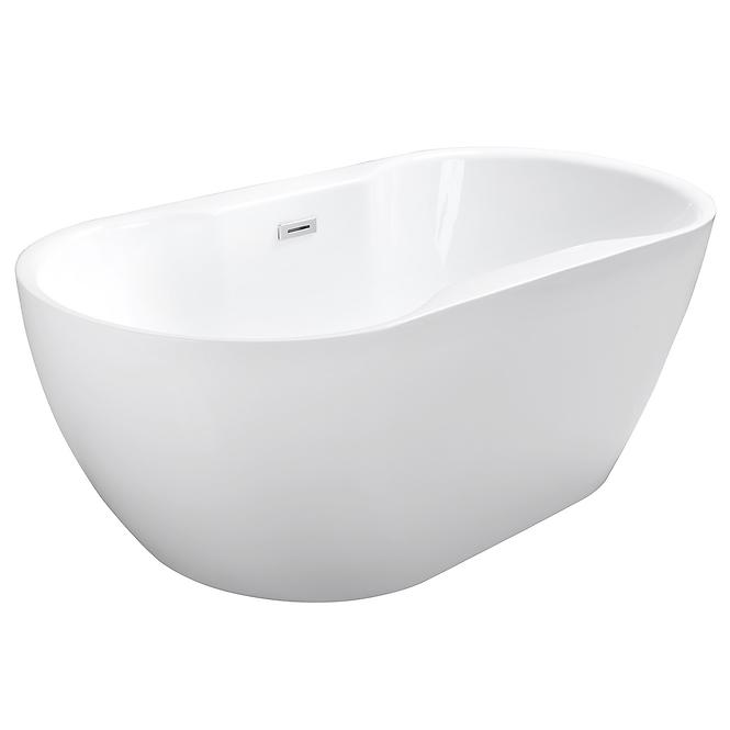 Frei stehende Badewanne Navia 150/80 Überlaufgarnitur Click-Clack mit rechteckigem Überlauf Slim Chrom