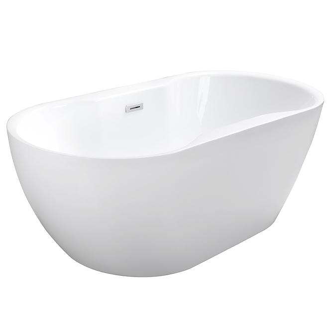 Frei stehende Badewanne Navia 160/80 Überlaufgarnitur Click-Clack mit rechteckigem Überlauf Slim Chrom