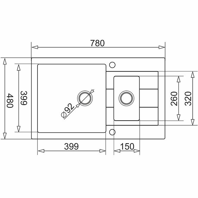 Spüle Sparta Plus (78x48) 1½B 1D grau beton