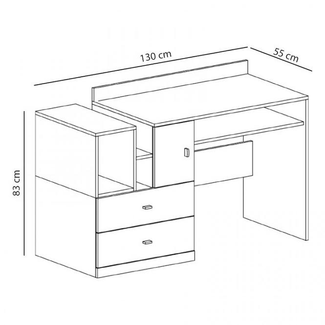 Schreibtisch Mobi 130cm Weiß/Türkis