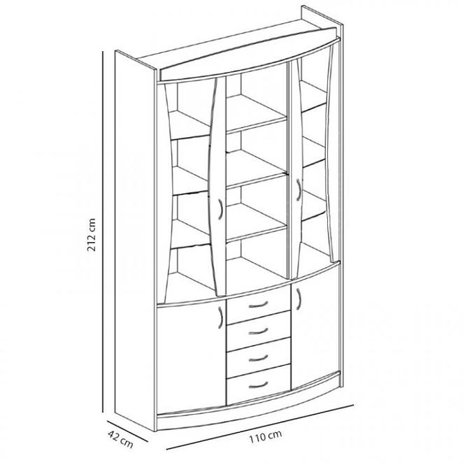 Vitrine Mega 110cm Eiche Sonoma