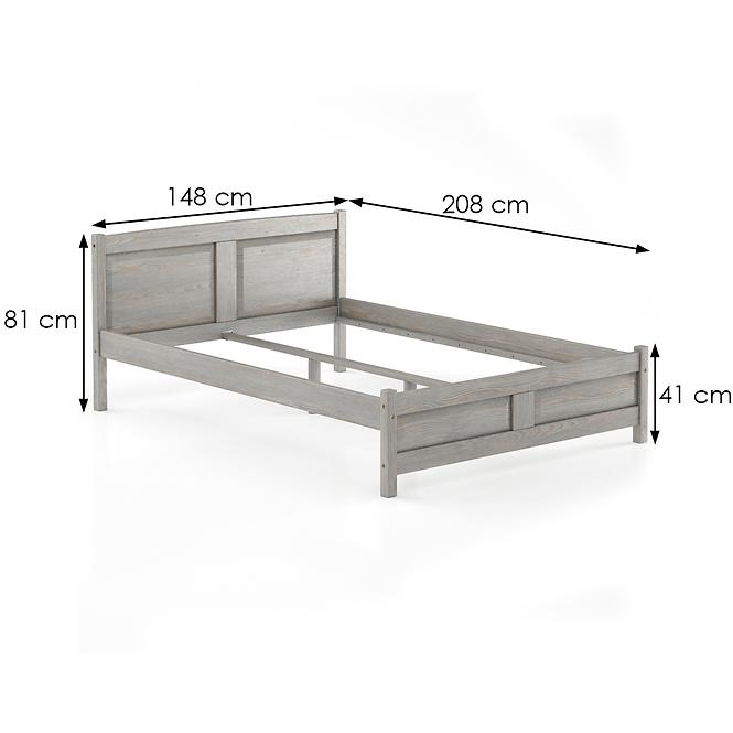 Bett kiefernholz LK104–140x200 grey