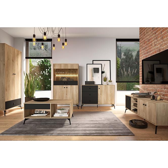 Tv Tisch Agis 06 Honey Castello Oak/Black Mat