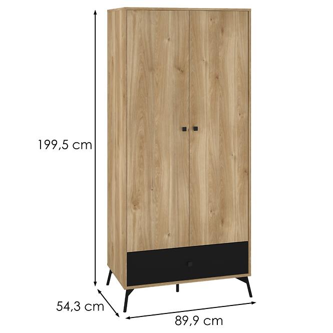 Schrank Agis 01 Honey Castello Oak/Black Mat