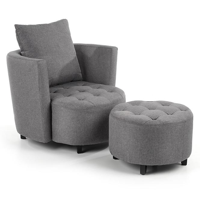 Sessel Hampton mit Hocker Aschgrau