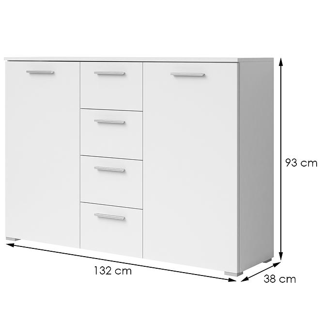 Kommode Beta 2D4S 26 Weiß/Weiß