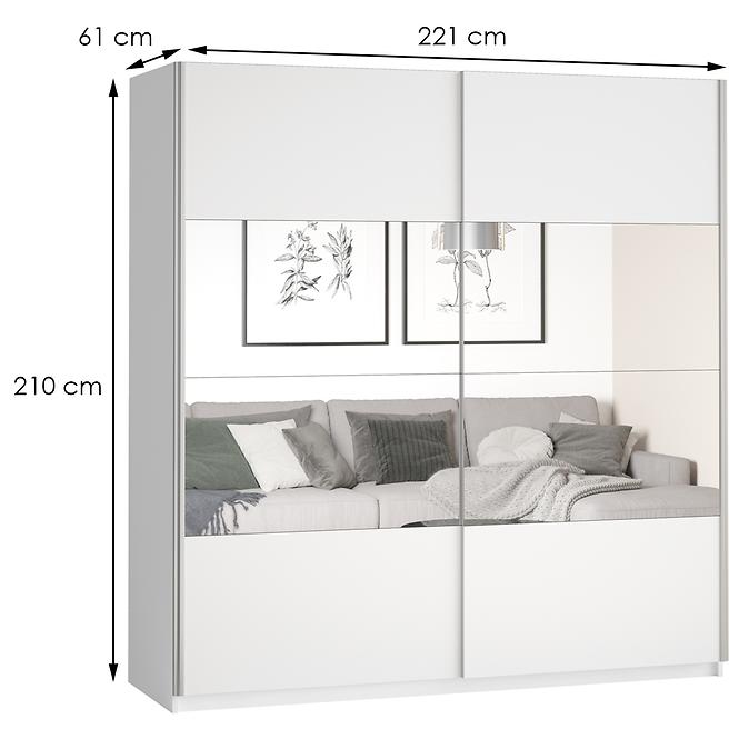 Schrank Beta 2D Gleiten mit einem Spiegel 221 58 Weiß