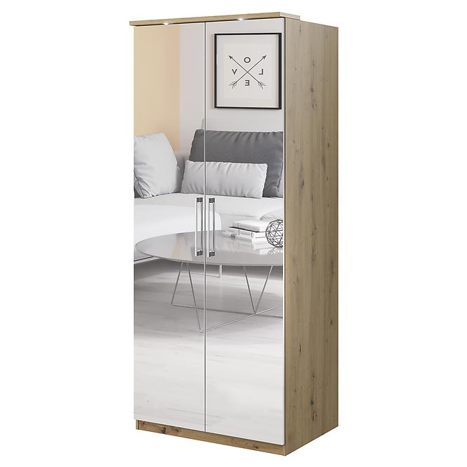 Schrank Optima 58 2D Spiegel artisan/weiß Glanz