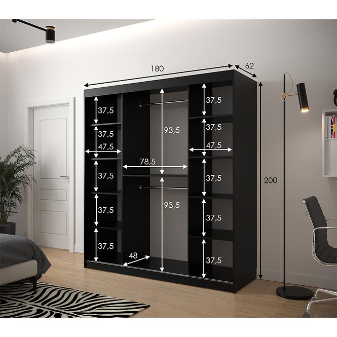 Schrank Heksagon 1 180 schwarz/weiß