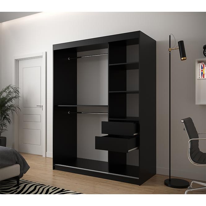 Schrank Heksagon 2 150 schwarz/weiß/spiegel