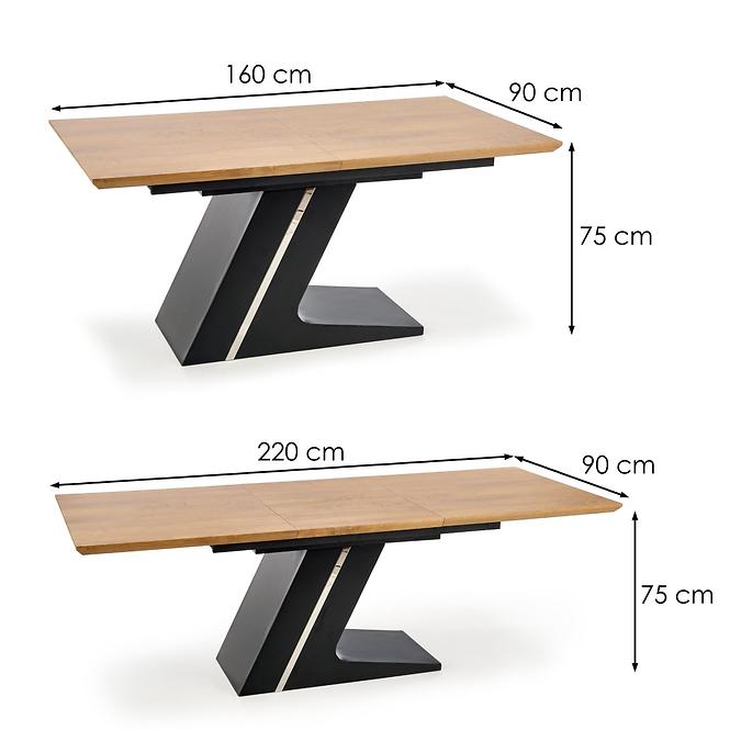 36HF+STŮL FERGUSON 160/220 MDF/OCEL – DUB PŘÍRODNÍ/ČERNÁ