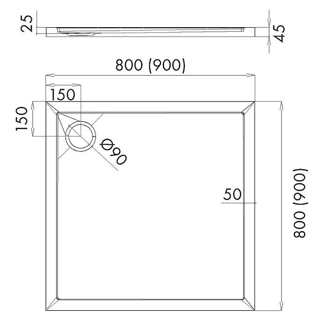 Duschwanne Kw Caspar New Cement Stone 80x80x4,5 3.2330/CT/ST