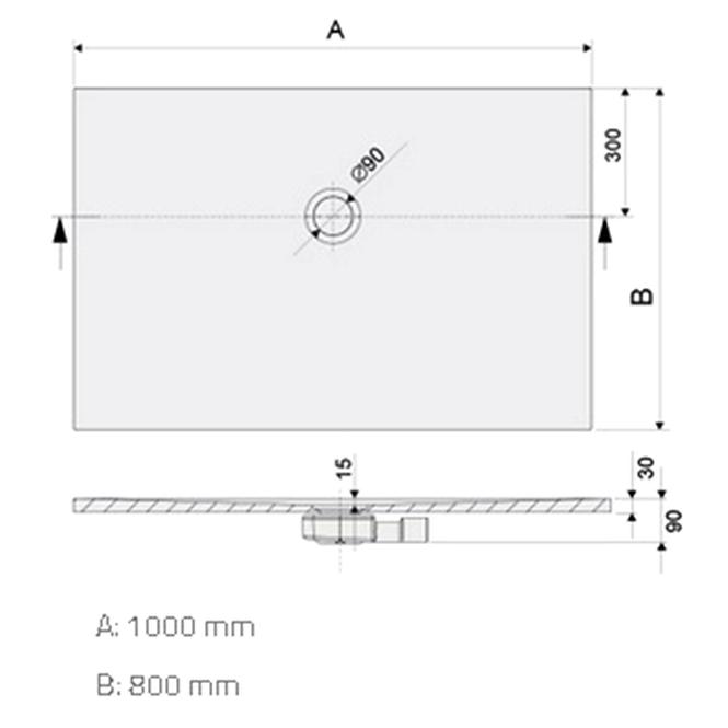 Duschwanne B-M/Open 80x100x1.5