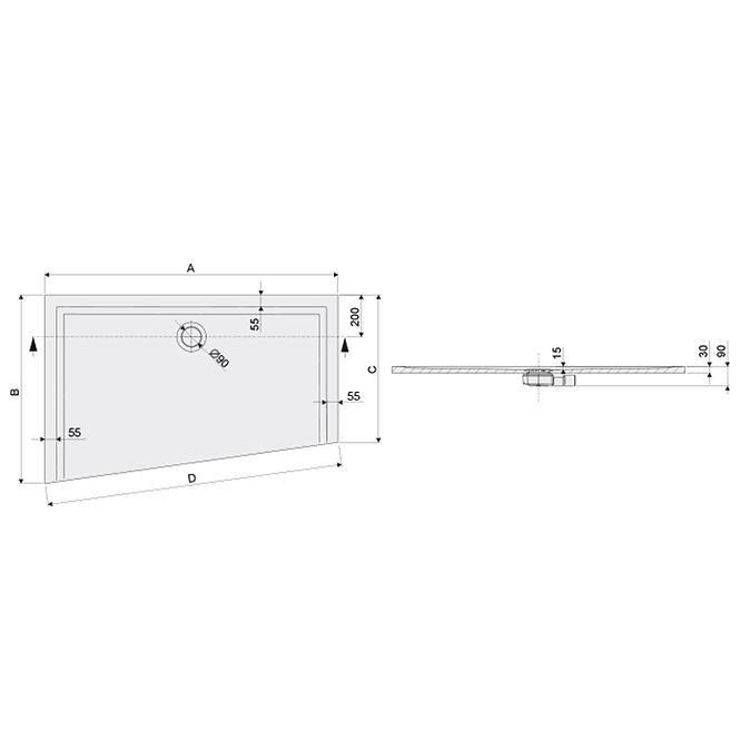 Duschwanne M/Space 90x120x1,5