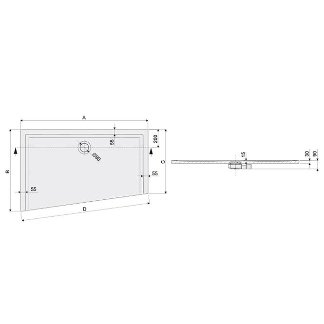 Duschwanne BTL-M/Space 90x130x1,5