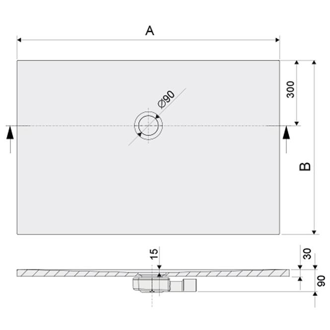 Duschwanne B-M/Open Str 80x120x1,5