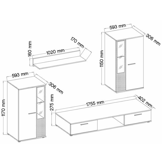 Wohnwand Salsa 240cm Weiß