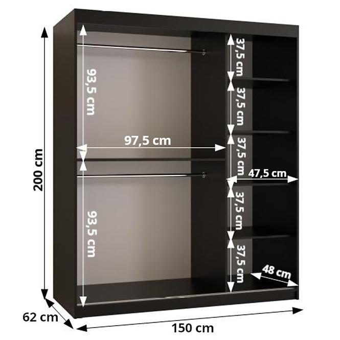 Schrank COUNTRY 150 schwarz/schwarz