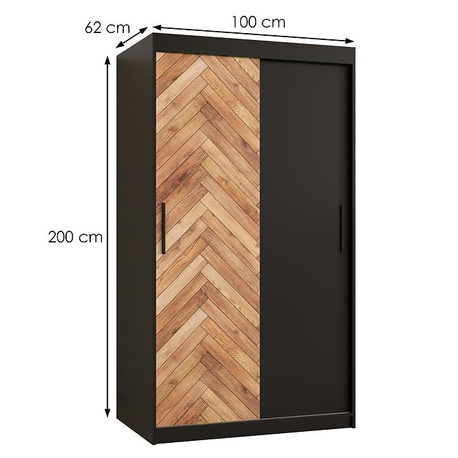 Schrank HERRINGBONE 100 Schwarz/Schwarz/Fischgrät