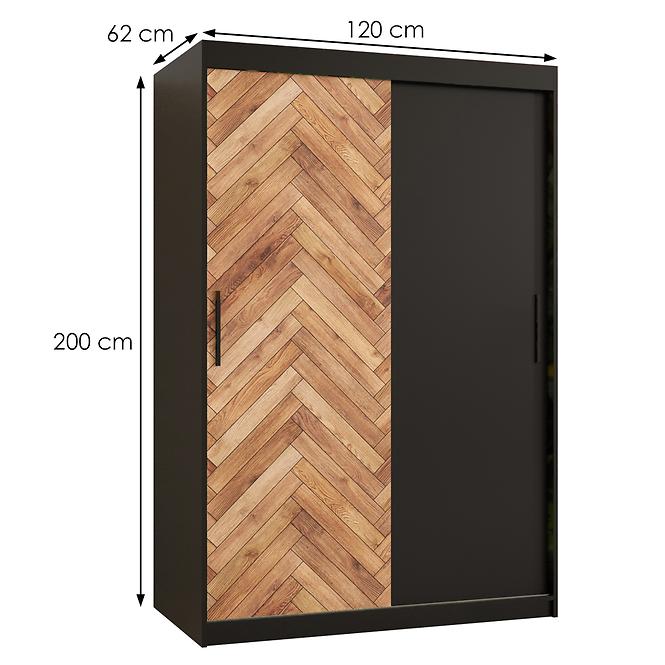 Schrank HERRINGBONE 120 Schwarz/Schwarz/Fischgrät