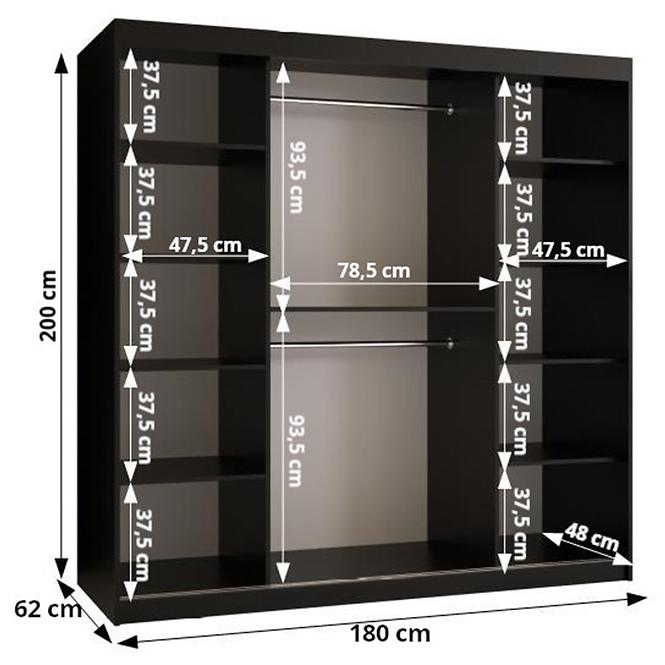 Schrank HERRINGBONE 180 Weiß/Schwarz/Fischgrät