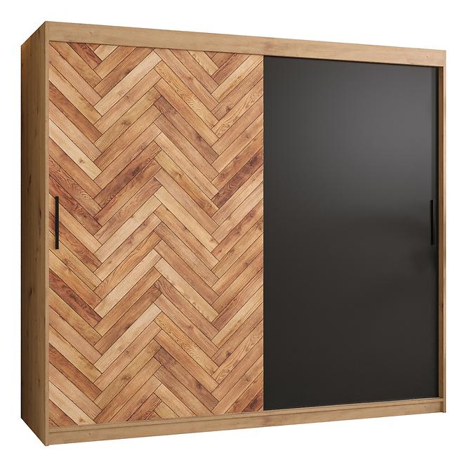 Schrank HERRINGBONE 200 Eiche artisan/Schwarz/Fischgrät