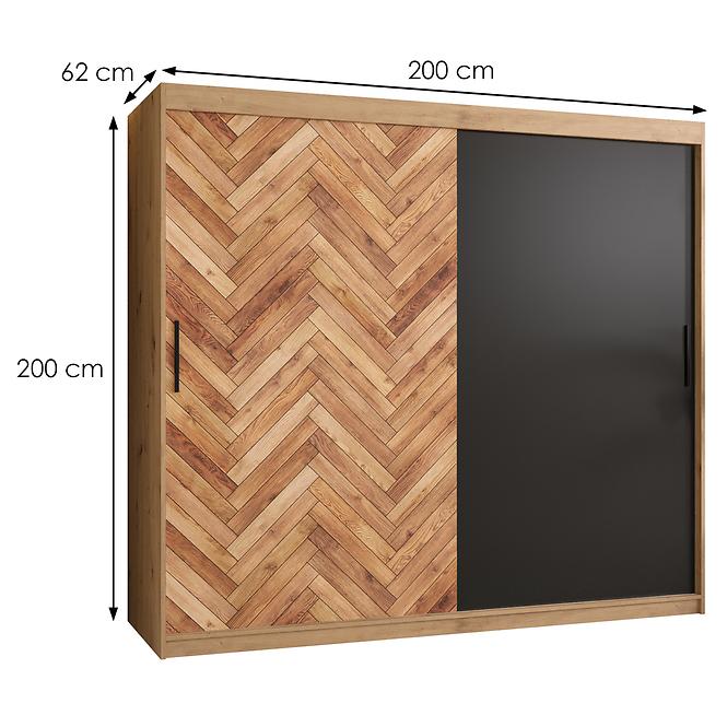 Schrank HERRINGBONE 200 Eiche artisan/Schwarz/Fischgrät