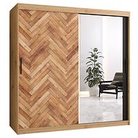 Schrank HERRINGBONE 2 180 Eiche artisan/Spiegel/Fischgrät