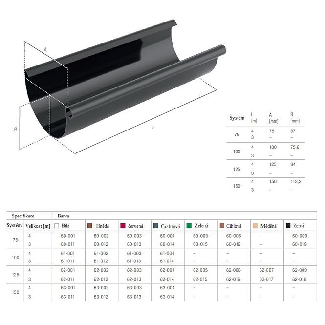 Dachrinne 75 mm 2 m Bryza Braun