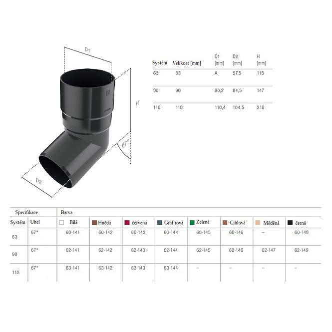 Rohrbogen 63 mm Bryza Ziegelrot