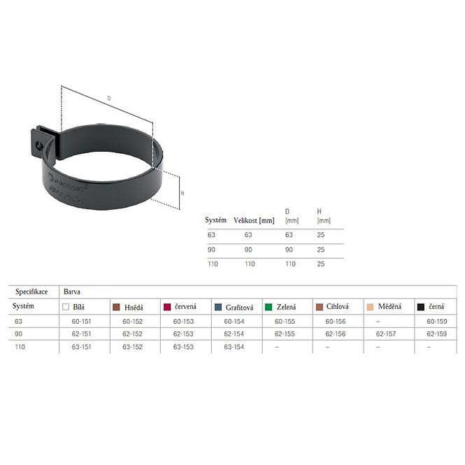 Ablaufrohrbefestigungsschelle 63 mm Bryza Grafit