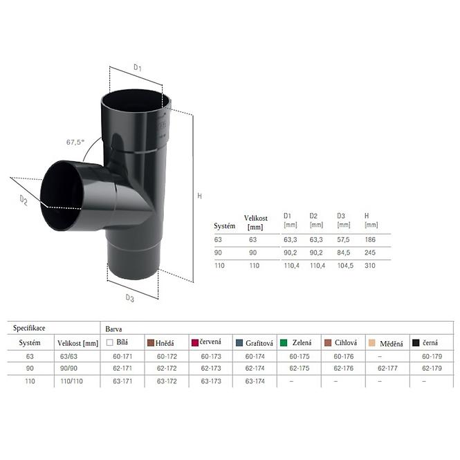 Rohrabzweig 90/90/90 mm Bryza Schwarz