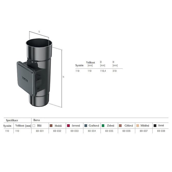 Standrohr mit Reinigungsöffnung 110 mm Bryza Braun