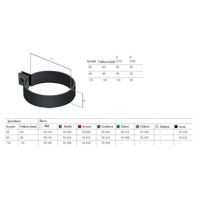 Ablaufrohrbefestigungsschelle Metall 63 mm Bryza Weiß