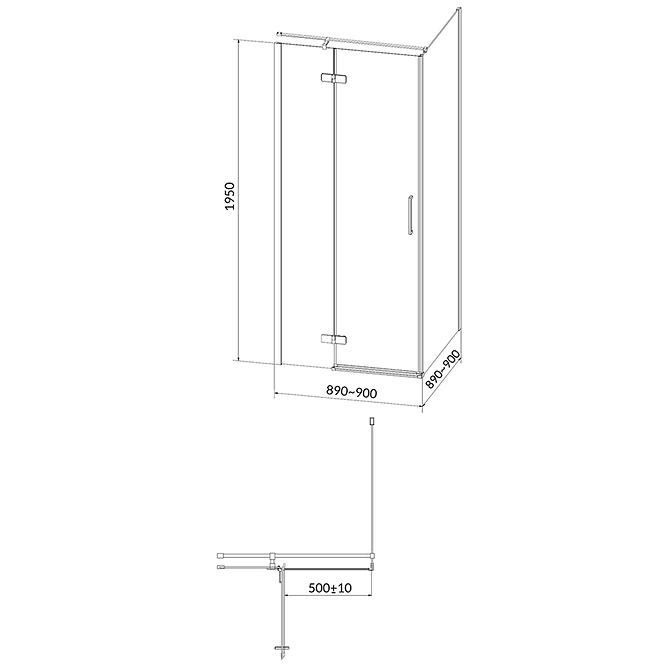 Duschkabine Jota 90x90x195 links