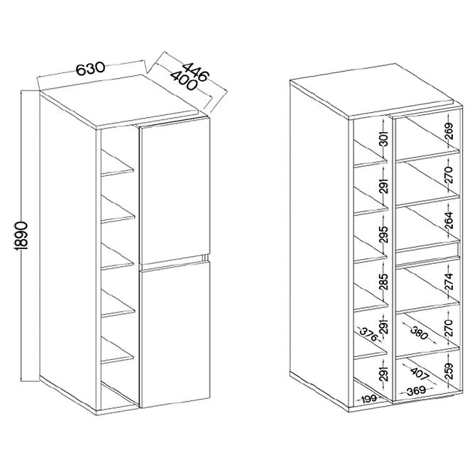 Hochschrank 2F Nova Anthrazit/hellgrau+Anthrazit