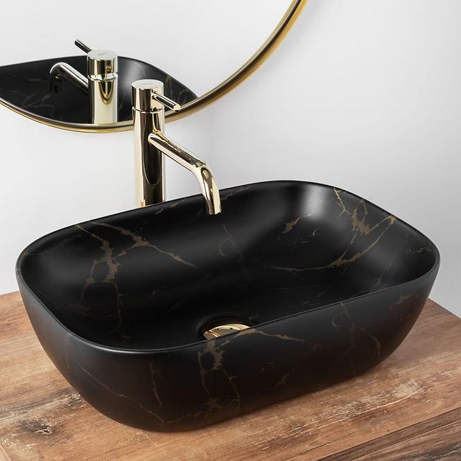 Aufsatzwaschbecken Belinda Black Marble Mat