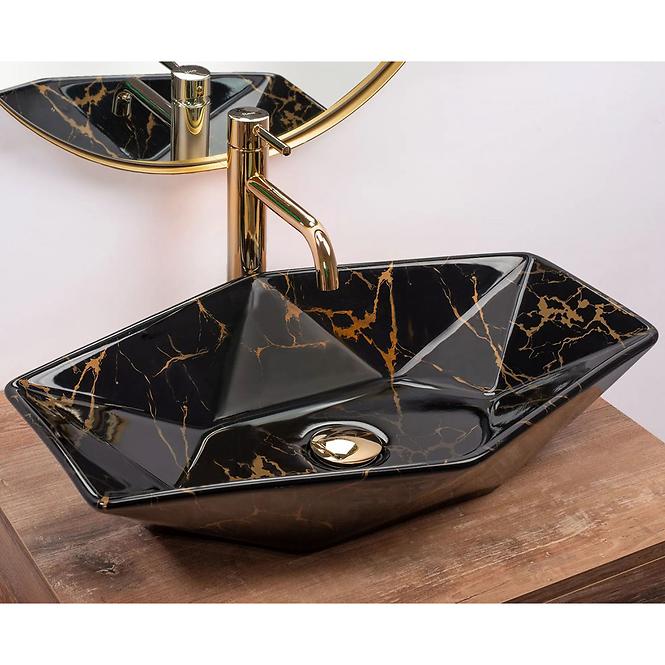 Aufsatzwaschbecken Vegas Black Marble Shiny