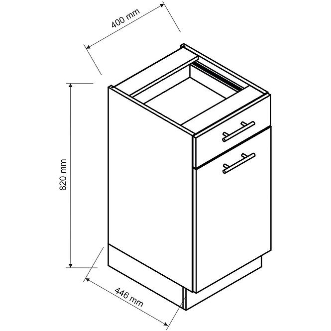 Küchenschrank Katrin D40 S/1 grau matt