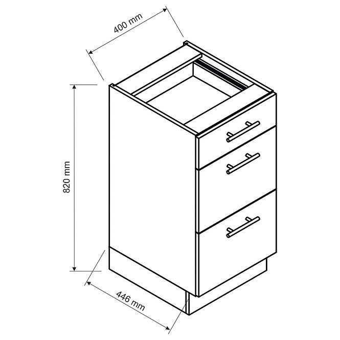 Küchenschrank Katrin D40 S/3 ziegelrot