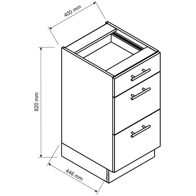 Küchenschrank Katrin D40 S/3 grau matt