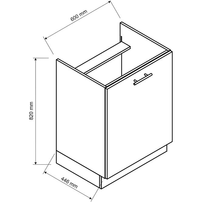 Küchenschrank Katrin D60PC ziegelrot