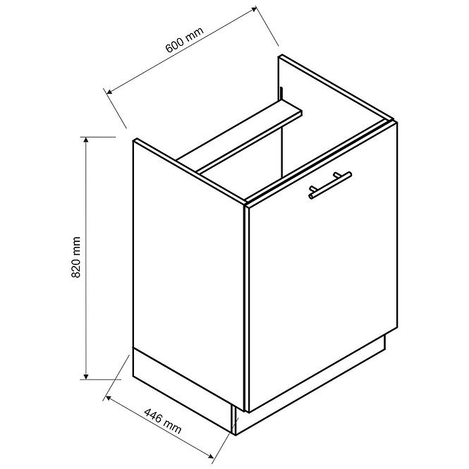 Küchenschrank Katrin D60PC grau matt